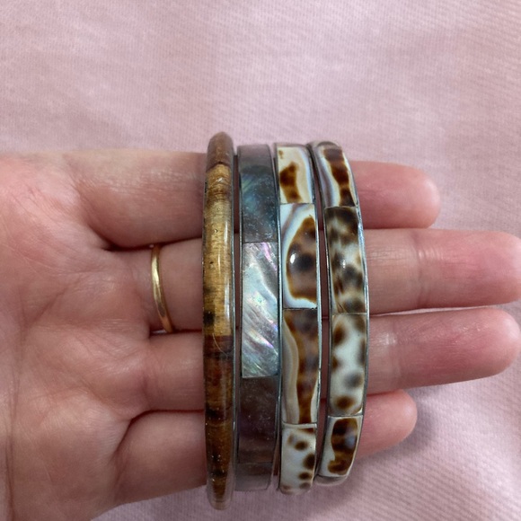 Native Shell Bangle Bracelets Set - Picture 2 of 4